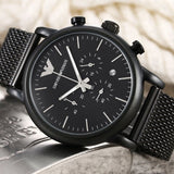 Emporio Armani Sport Chronograph Black Dial Black Mesh Bracelet Watch For Men - AR1968