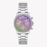 Guess Sol Chronograph Crystals Multicolor Dial Silver Steel Strap Watch For Women - GW0483L1