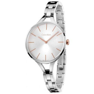 Buy Shop Calvin Klein Graphic Silver Dial Silver Steel Strap Watch for Women - K7E23B46 USA Online