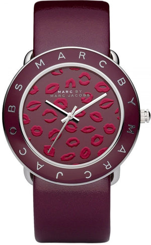 Buy Shop Marc Jacobs Amy Red Dial Burgundy Leather Strap Watch for Women - MBM1162 USA Online