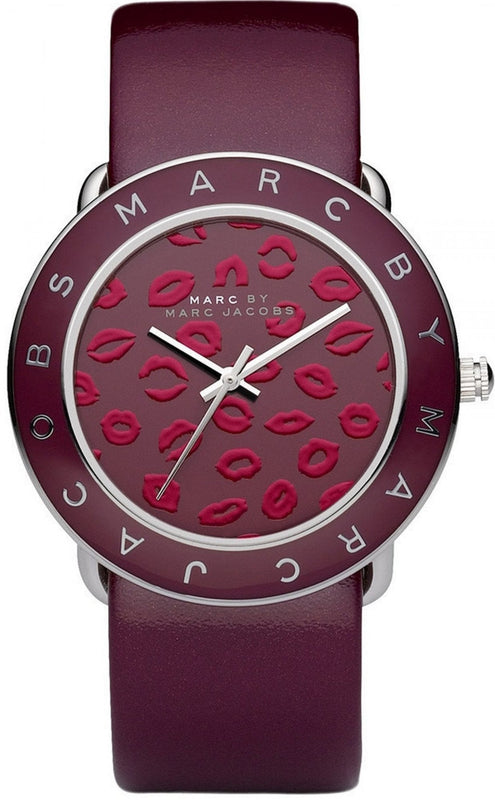 Buy Shop Marc Jacobs Amy Red Dial Burgundy Leather Strap Watch for Women - MBM1162 USA Online