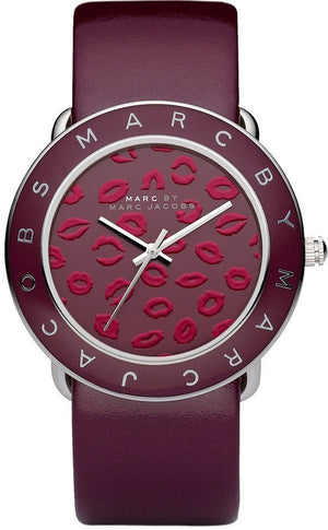 Buy Shop Marc Jacobs Amy Red Dial Burgundy Leather Strap Watch for Women - MBM1162 USA Online
