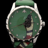 Gucci G Timeless Le Marche Des Merveilles Green Dial Green Leather Strap Watch for Women - YA1264081