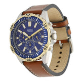 Buy Shop Fossil Garrett Chronograph Blue Dial Brown Leather Strap Watch for Men - FS5625 USA Online