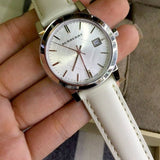 Buy Shop Burberry The City White Dial White Leather Strap Watch for Women - BU9128 USA Online
