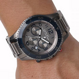 Buy Shop Marc Jacobs Rock Chronograph Silver Dial Silver Steel Strap Watch for Men - MBM5028 USA Online