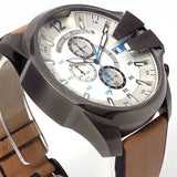 Buy Shop Diesel Mega Chief Chronograph White Dial Brown Leather Strap Watch For Men - DZ4280 USA Online