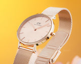 Buy Shop Daniel Wellington Petite Rose Gold Dial Rose Gold Mesh Bracelet Watch For Women - DW00100471 USA Online
