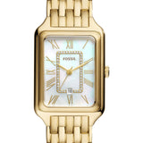 Fossil Raquel Three Hand Mother of Pearl Dial Gold Steel Strap Watch For Women - ES5304