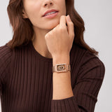 Buy Shop Fossil Raquel Three Hand Date Brown Dial Rose Gold Steel Strap Watch For Women - ES5323 USA Online