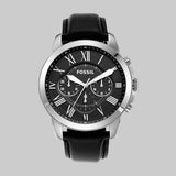 Buy Shop Fossil Grant Chronograph Black Dial Black Leather Strap Watch for Men - FS4812 USA Online