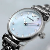 Buy Shop Emporio Armani Gianni Blue Dial Silver Steel Strap Watch For Women - AR1961 USA Online