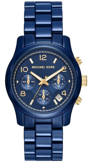 Buy Shop Michael Kors Runway Analog Blue Dial Blue Steel Strap Watch for Women - MK7332 USA Online
