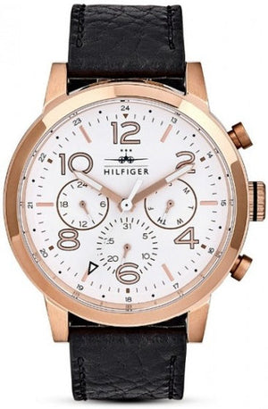 Buy Shop Tommy Hilfiger Jake Multifunction White Dial Black Leather Strap Watch for Men - 1791236 USA Online