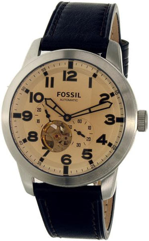 Buy Shop Fossil Pilot 54 Automatic Cream Dial Brown Leather Strap Watch for Men - ME3119 USA Online