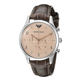 Buy Shop Emporio Armani Classic Chronograph Cream Dial Brown Leather Strap Watch For Men - AR1878 USA Online