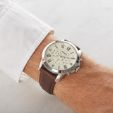 Buy Shop Fossil Grant Chronograph White Dial Brown Leather Strap Watch for Men - FS4735 USA Online