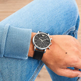 Buy Shop Emporio Armani Luigi Chronograph Black Dial Black Leather Watch For Men - AR1828 USA Online