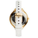 Buy Shop Michael Kors Slim Runway Quartz Gold Dial White Leather Strap Watch For Women - MK2389 USA Online