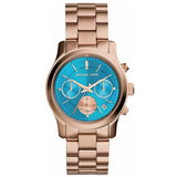 Buy Shop Michael Kors Runway Chronograph Turquoise Dial Rose Gold Steel Strap Watch For Women - MK6164 USA Online