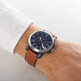 Buy Shop Fossil Grant Chronograph Blue Dial Brown Leather Strap Watch for Men - FS5151 USA Online