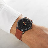 Buy Shop Fossil The Minimalist Black Dial Brown Leather Strap Watch for Men - FS5305 USA Online