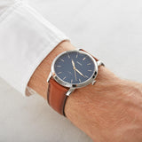 Buy Shop Fossil Minimalist Blue Dial Brown Leather Strap Watch for Men - FS5304 USA Online