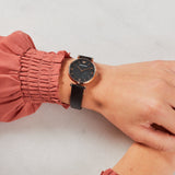 Buy Shop Emporio Armani Gianni T Bar Black Mother of Pearl Dial Black Leather Strap Watch For Women - AR11060 USA Online
