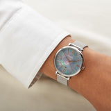 Buy Shop Fossil Jacqueline Mother of Pearl Blue Dial Silver Mesh Strap Watch for Women - ES4322 USA Online
