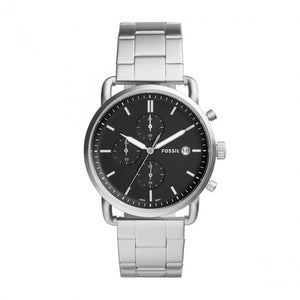 Buy Shop Fossil The Commuter Black Dial Silver Steel Strap Watch for Men - FS5399 USA Online