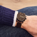 Buy Shop Fossil Commuter Chronograph Black Dial Brown Leather Strap Watch for Men - FS5403 USA Online