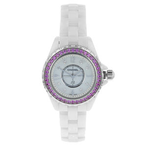 Buy Shop Chanel J12 Quartz Diamonds Mother of Pearl White Dial White Steel Strap Watch for Women - J12 H3243 USA Online
