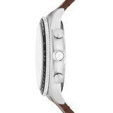 Buy Shop Fossil Sport Tourer Chronograph White Dial Brown Leather Strap Watch for Men - FS6042 USA Online