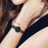 Buy Shop Daniel Wellington Classic Petite Sheffield Black Dial Black Leather Strap Watch For Women - DW00100224 USA Online