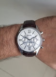 Buy Shop Hugo Boss Ambassador Chronograph Silver Dial Brown Leather Strap Watch For Men - HB1513195 USA Online