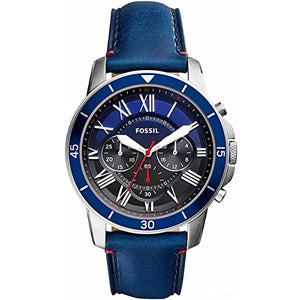Buy Shop Fossil Grant Chronograph Blue Dial Blue Leather Strap Watch for Men - FS5373 USA Online