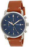 Buy Shop Fossil The Commuter Blue Dial Brown Leather Strap Watch for Men - FS5401 USA Online