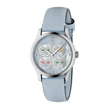 Buy Shop Gucci G Timeless Quartz Mother of Pearl Dial Blue Leather Strap Watch For Women - YA1264124 USA Online