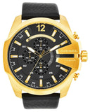 Buy Shop Diesel Mega Chief Chronograph Black Dial Black Leather Strap Watch For Men - DZ4344 USA Online