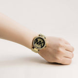 Michael Kors Parker Diamonds Gold Dial Gold Steel Strap Watch for Women - MK5784