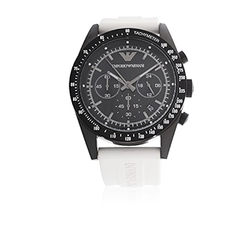 Buy Shop Emporio Armani Sportivo Chronograph Black Dial White Rubber Strap Watch For Men - AR6112 USA Online