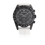 Buy Shop Emporio Armani Sportivo Chronograph Black Dial White Rubber Strap Watch For Men - AR6112 USA Online