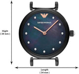 Buy Shop Emporio Armani Gianni T-Bar Quartz Black Mother of Pearl Dial Black Steel Strap Watch For Women - AR11268 USA Online