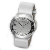Buy Shop Marc Jacobs Amy Silver Dial Silver Leather Strap Watch for Women - MBM8626 USA Online