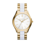Buy Shop Michael Kors Slim Runway Quartz White Dial Two Tone Steel Strap Watch For Women - MK4295 USA Online