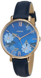 Buy Shop Fossil Jacqueline Blue Dial Blue Leather Strap Watch for Women - ES4673 USA Online