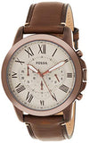 Buy Shop Fossil Grant Chronograph White Dial Brown Leather Strap Watch for Men - FS5344 USA Online