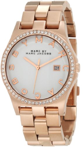 Marc Jacobs Henry Diamonds White Dial Rose Gold Steel Strap Watch for Women - MBM3079