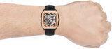Buy Shop Fossil Inscription Automatic Skeleton Rose Gold Dial Black Leather Strap Watch for Men - BQ2572 USA Online