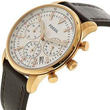 Buy Shop Fossil Goodwin Chronograph White Dial Brown Leather Strap Watch for Men - FS5415 USA Online